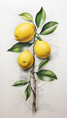 Lemons and lemons on a white background