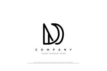 Initial Letter ND Logo or DN Logo Design Vector - obrazy, fototapety, plakaty