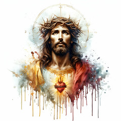 Watercolor Jesus christ isolated on white background
