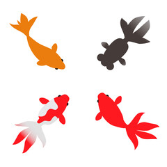 泳ぐ金魚　イラストセット