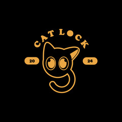 Cat mascot vector design in vintage style can be used as a logo or as a symbol