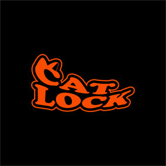 cat lock logotype vector design that can be used for t-shirt designs and identity logos