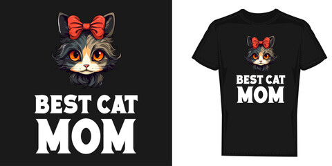 Best cat mom t-shirt design vector