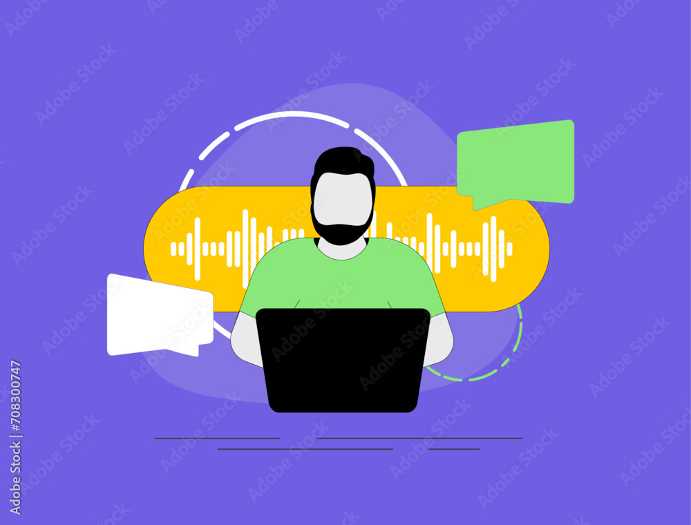 Poster voice messages concept. online messenger chat bubbles for efficient communication. solving work issu