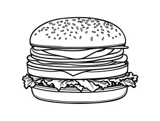 Burger hand drawing, pencil art, Fast Food