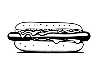 Hot dog hand drawing, pencil art, Fast Food