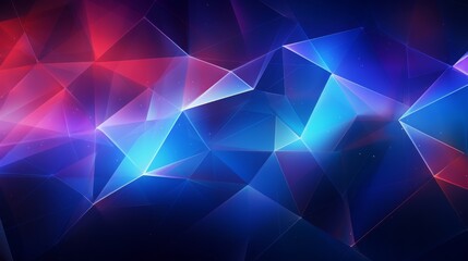 Fototapeta premium Abstract digital background of glowing triangles, polygons and three-dimensional shapes. An artistic banner for your design project, website.