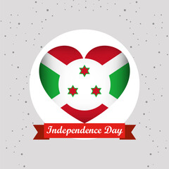 Burundi Independence Day With Heart Emblem Design