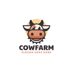 Vector Logo Illustration Cow Simple Mascot Style