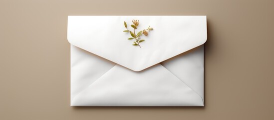 Mockup of a white envelope with invitation card.