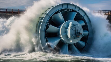 Tidal energy wave power renewable electricity solid color background - obrazy, fototapety, plakaty