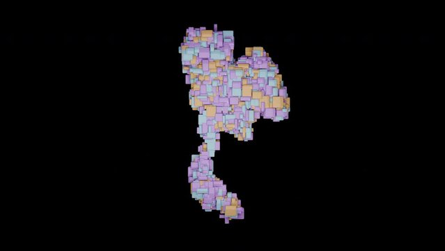 3D Geometry colourful Thailand map