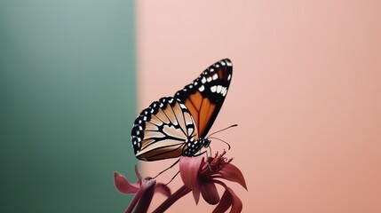Fototapeta na wymiar Simple photogrphy background butterfly thematic, minimal, stock image, with a blank space, generative ai