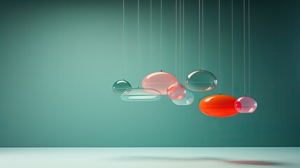 Acoustic levitation sound based suspension airborne objects solid color background