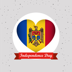 Moldova Independence Day With Heart Emblem Design