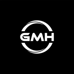 GMH letter logo design with black background in illustrator, cube logo, vector logo, modern alphabet font overlap style. calligraphy designs for logo, Poster, Invitation, etc.