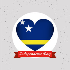 Curacao Independence Day With Heart Emblem Design