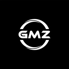 GMZ letter logo design with black background in illustrator, cube logo, vector logo, modern alphabet font overlap style. calligraphy designs for logo, Poster, Invitation, etc.