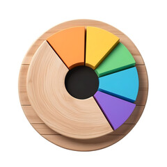 pie chart with whote background . isolated wood pie chart