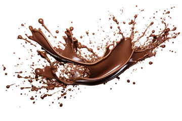 Chocolate splash wallpaper white background, Isolated on transparent PNG background, Generative ai