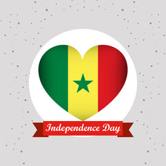 Senegal Independence Day With Heart Emblem Design