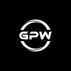 GPW letter logo design with black background in illustrator, cube logo, vector logo, modern alphabet font overlap style. calligraphy designs for logo, Poster, Invitation, etc.