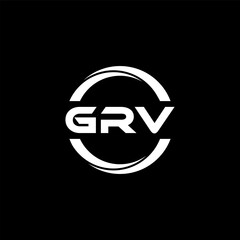GRV letter logo design with black background in illustrator, cube logo, vector logo, modern alphabet font overlap style. calligraphy designs for logo, Poster, Invitation, etc.