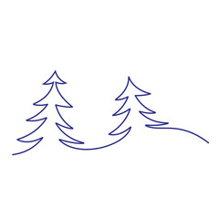 Christmas pine fir tree. Continuous one line drawing.