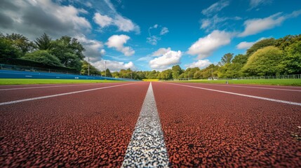 looking down on the running track, track and field, start, finish line, spring, summer, 