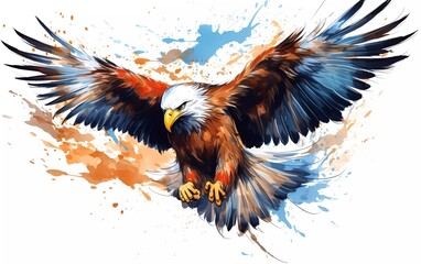 eagle in watercolor style, on white background. generative ai