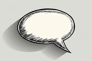 Hand drawn white speech bubble with black stroke and shadow