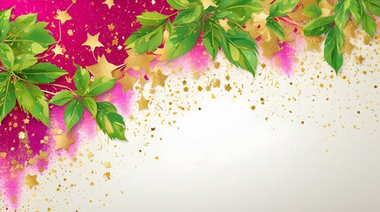 Festive white vertical 2d background with rose and leaves hanging event holidays,copy space white