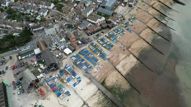 Whitstable Seafront with Traditional Clapboard Houses and Shingle Beach