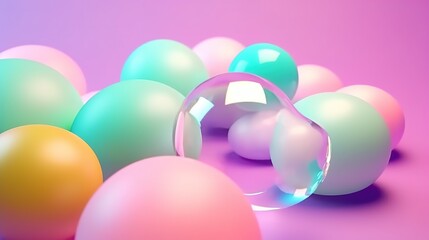 colored bubbles float on a colorful background, in the style of pastel dreamscapes, image background wallpaper, generative ai