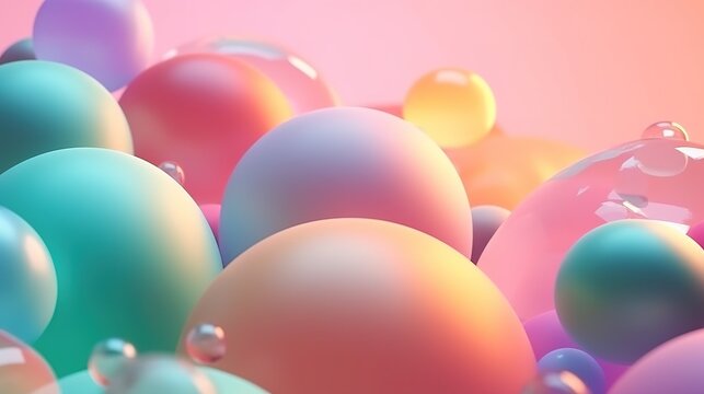 colored bubbles float on a colorful background, in the style of pastel dreamscapes, image background wallpaper, generative ai