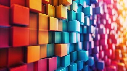 Vivid array of colorful blocks creating a captivating geometric backdrop.