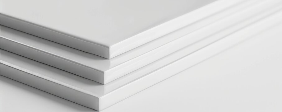 White HDPE (High Density Polyethylene) Sheet, Opaque Off-White panels, used in automotive, leisure and industrial applications. Mockup display presentation, space for text. AI generated image. 