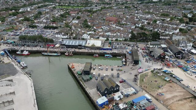 Whitstable Seafront with Traditional Clapboard Houses and Shingle Beach