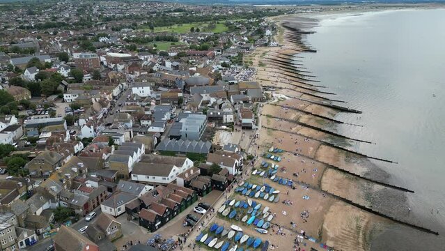 Whitstable Seafront with Traditional Clapboard Houses and Shingle Beach