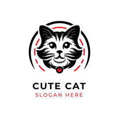 Simple cute cat logo for pet shop