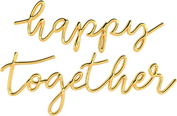 Fototapeta na wymiar 3D Golden Text Typography Happy Together Valentines Day Text