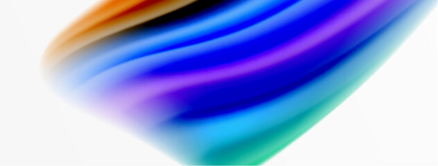 Rainbow color silk blurred wavy line background on white, luxuriously vibrant visually captivating backdrop. Stunning blend of colors reminiscent of rainbow, silky and gracefully blurred wavy pattern