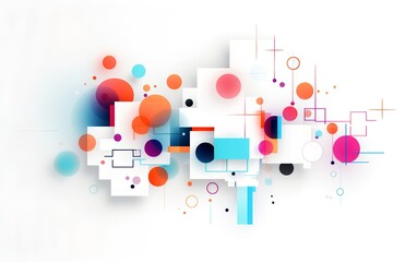 Colorful geometric structures design on white background wallpaper. AI generated