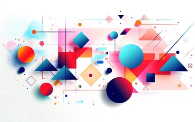 Obraz premium Colorful geometric structures design on white background wallpaper. AI generated