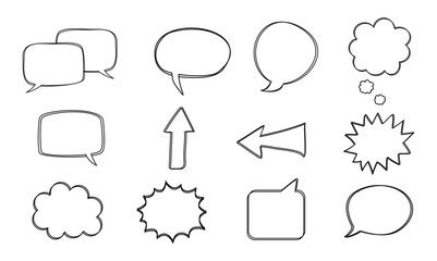 Speech bubble, speech balloon, chat bubble line art vector icon for apps and websites