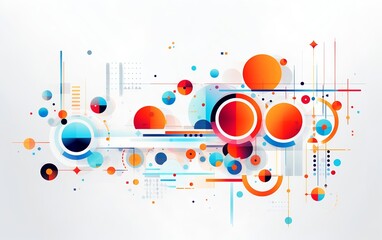 Obraz premium Colorful geometric structures design on white background wallpaper. AI generated