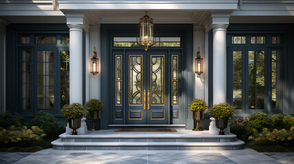 Obraz premium Entryway - entrance - front door - elegant - stylish - symmetrical - stylish 