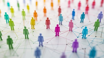 Abstract Human Network with Colorful Connected Figures