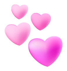 pink 3d hearts illustration, 3d rendering hearts shape