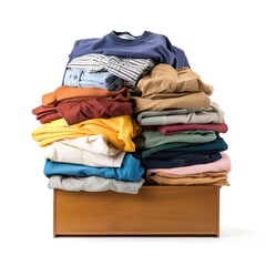  Bunch of clothes isolated on white background, generative ai